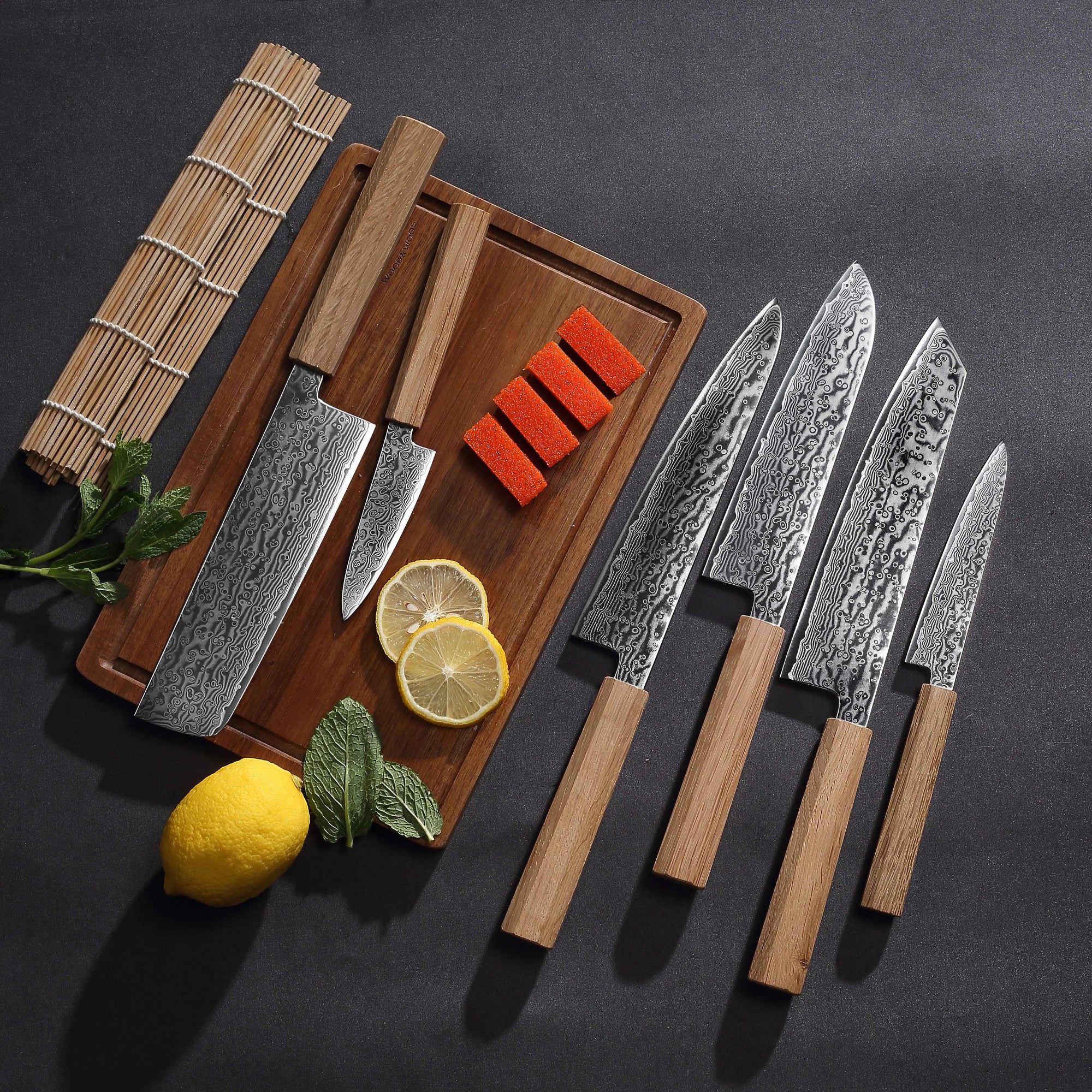 Shizuku knives Chef knife 8 inch Knife 67 layers of Damascus Steel Pakkawood Handle With Red G10 Ring Handle Kitchen knives
