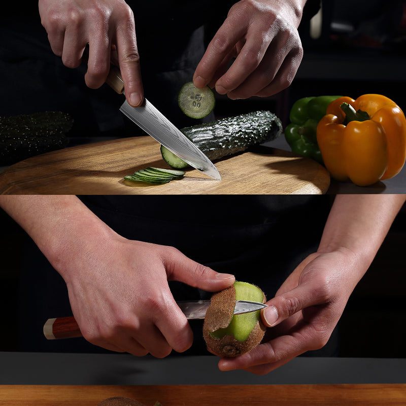 Shiro Paring knife 3.5 inch Knife 67 layers of Damascus steel With Cuibourtia wood Handle knives