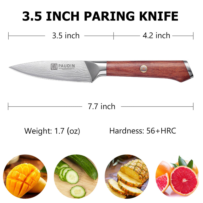 Milanlo Paring Knife 3. 5'' With Rose Wood Handle