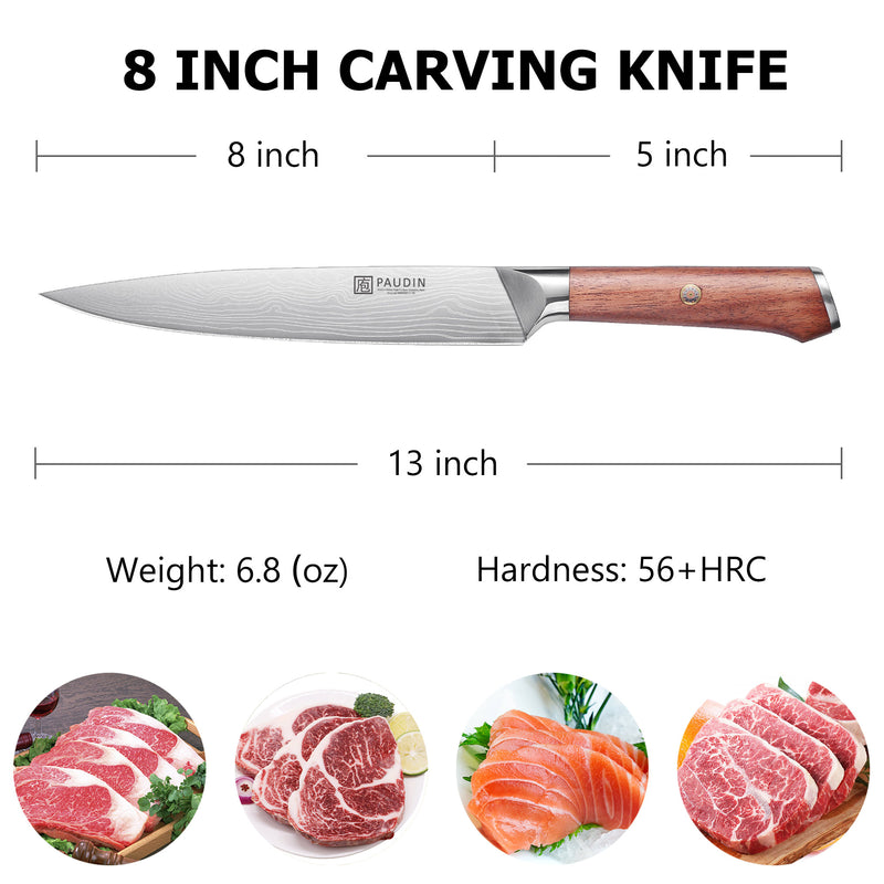 Milanlo Carving Knife 8'' With Rose Wood Handle