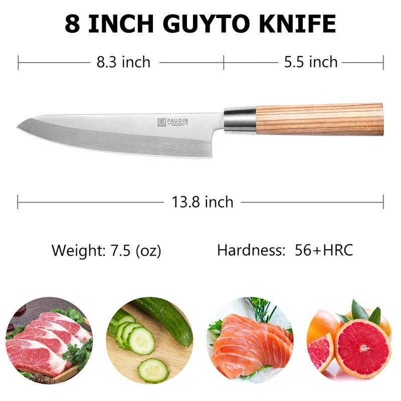 Master collection 8'' Chef Knife With Zebrawood handle