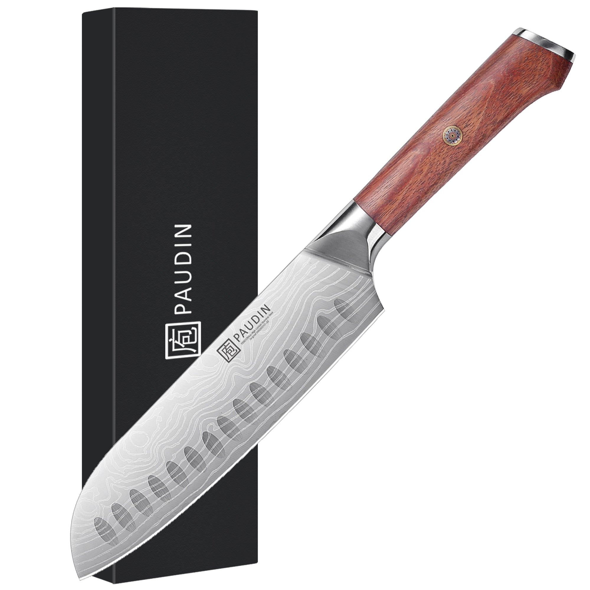 Milanlo Santoku Knife 7'' With Rose Wood Handle