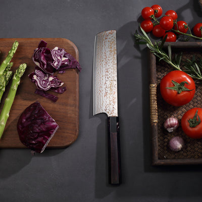 Paudin New TC3 Nakiri Knife 7"inch Knife 67 Layers Copper Damascus Steel Sharp Kitchen Santoku Knife Knife Knives High Quality Wooden Ebony Handle
