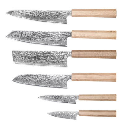 Shizuku knives Santoku knife 7 inch Knife 67 layers of Damascus Steel Light Pakkawood Handle Knife Set Kitchen knives