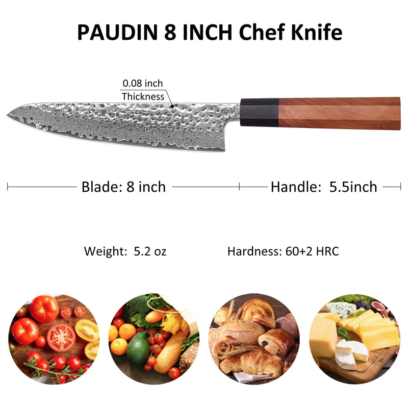 Premium Culbourtia Wood Handle Sharp 67 Layer Damascus Steel 62 HRC  8 inch Chef Knives TL1 kitchen knife(副本)