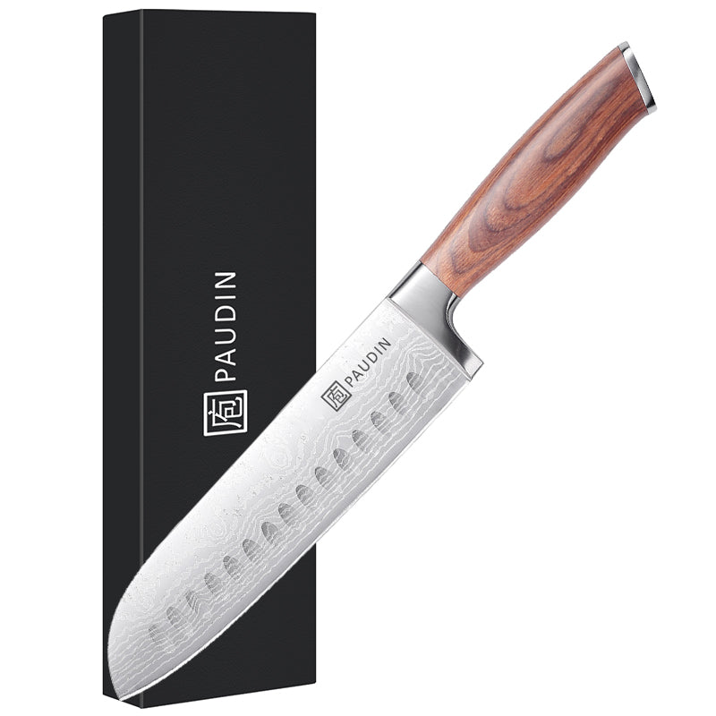 Vango  Santoku Knife 7''  High Carbon Steel With Pakka Wood Handle