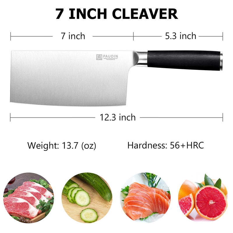 Qian Pro 7 Inch Cleaver Knife With G10 Handle