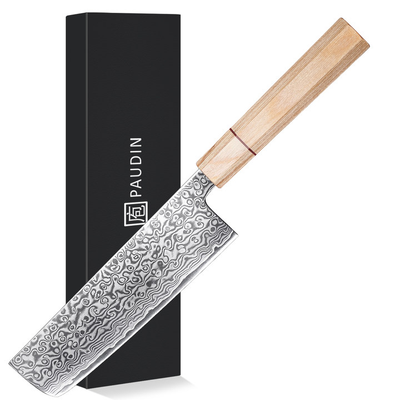 Sakura knives Nakiri knife 7 inch Knife 67 layers of Damascus Steel Pakkawood Handle With Red G10 Ring Handle Kitchen knives