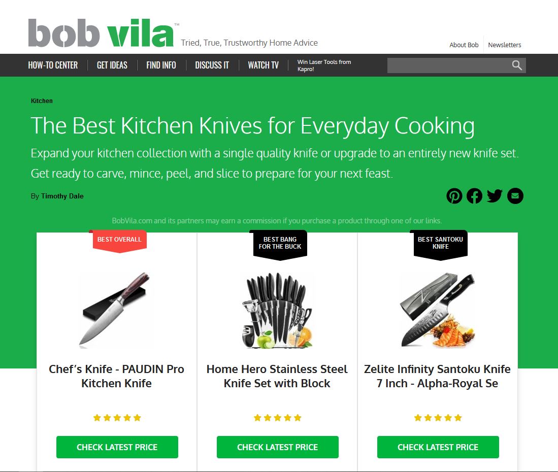 "The Best Kitchen Knives for Everyday Cooking" by Bob Vila