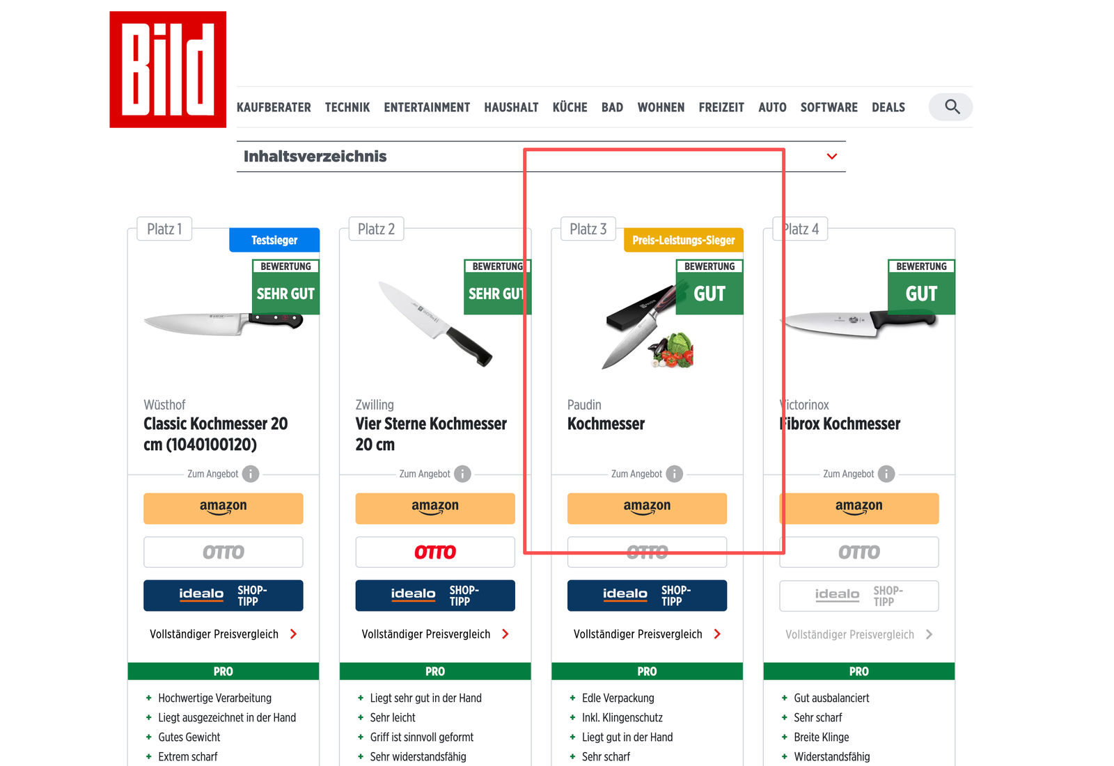 Paudin Chef Knife Named a "Top Kitchen Essential" by Germany’s BILD
