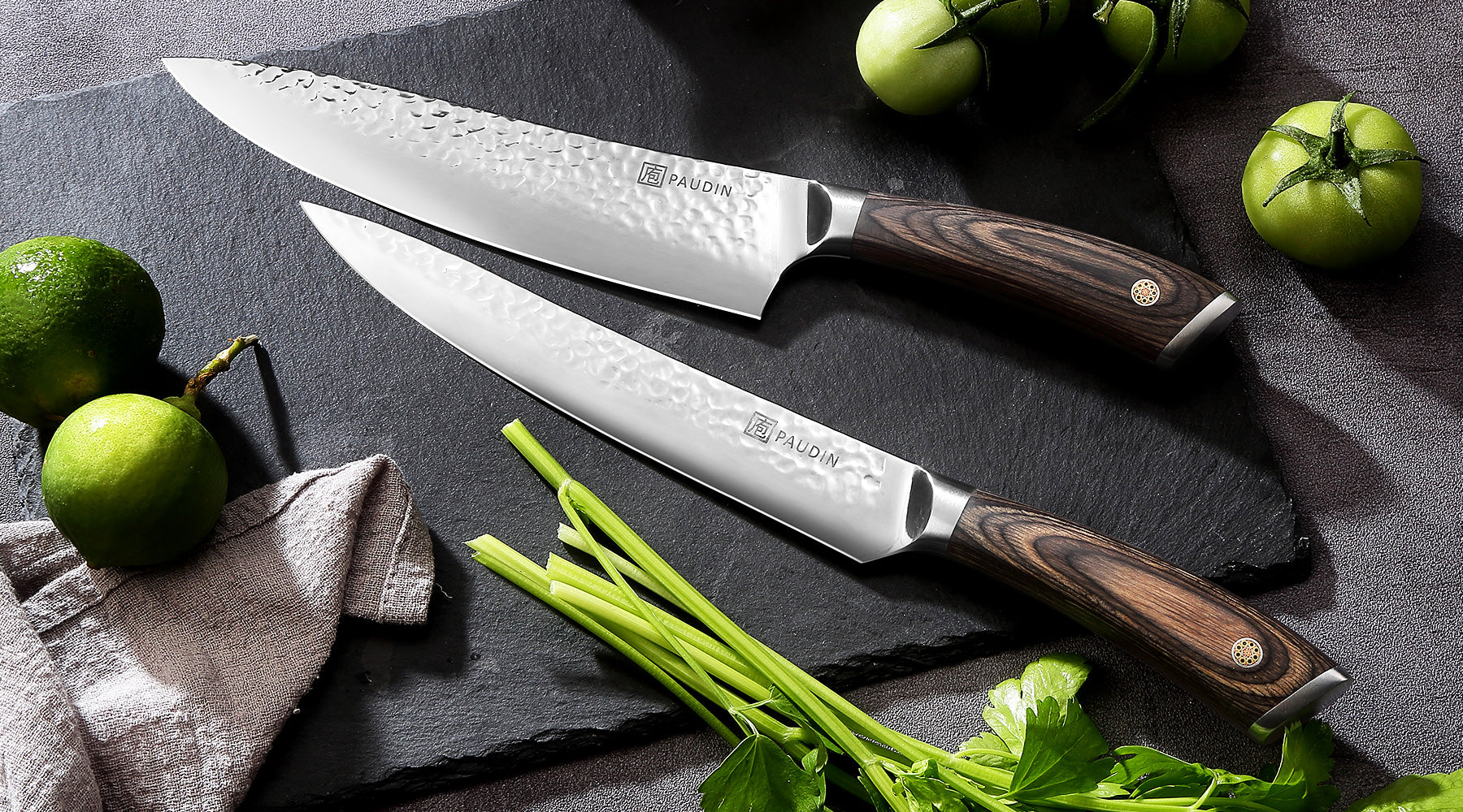Paudin HS3 Hammered Pattern Premium 5Cr15Mov Chef Knives Set – Paudin Store