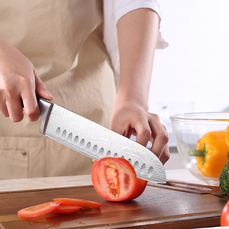 Vango  Santoku Knife 7''  High Carbon Steel With Pakka Wood Handle