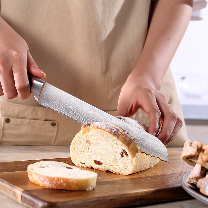 Vango Bread Knife 8''  High Carbon Steel With Pakka Wood Handle