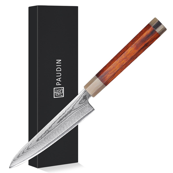 Shiro Utility knife 5 inch Knife 67 layers of Damascus steel  With Cuibourtia wood Handle knives