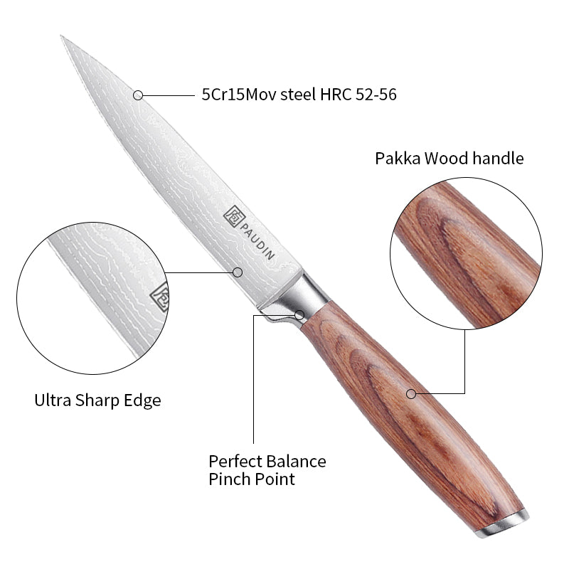 Vango Utility Knife 5''  High Carbon Steel With Pakka Wood Handle