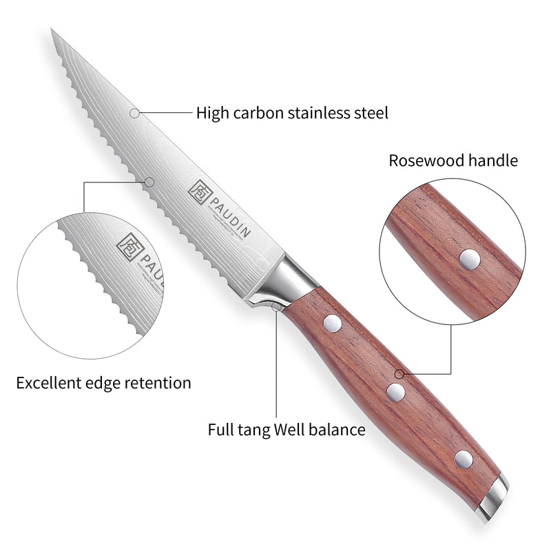 Berlin Steak Knives Set Of 4Pcs 4.5'' With Rose Wood Handle