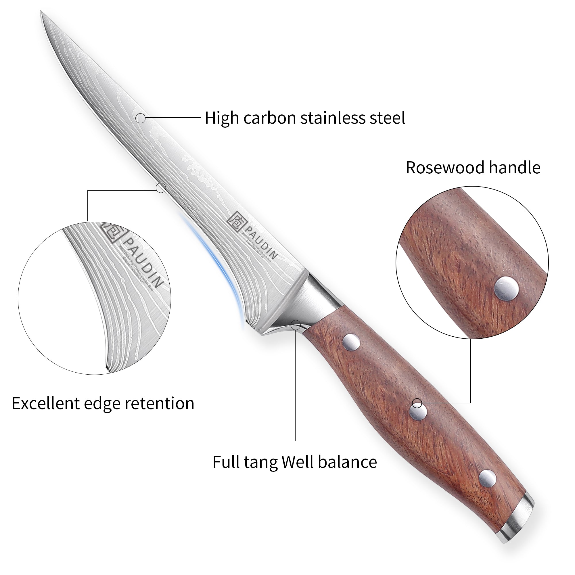 Berlin Boning Knife 6''  With Rose Wood Handle