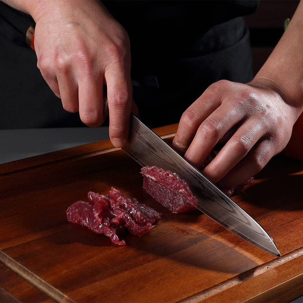 Shiro Santoku knife 7 inch Knife 67 layers of Damascus steel  With Cuibourtia wood Handle