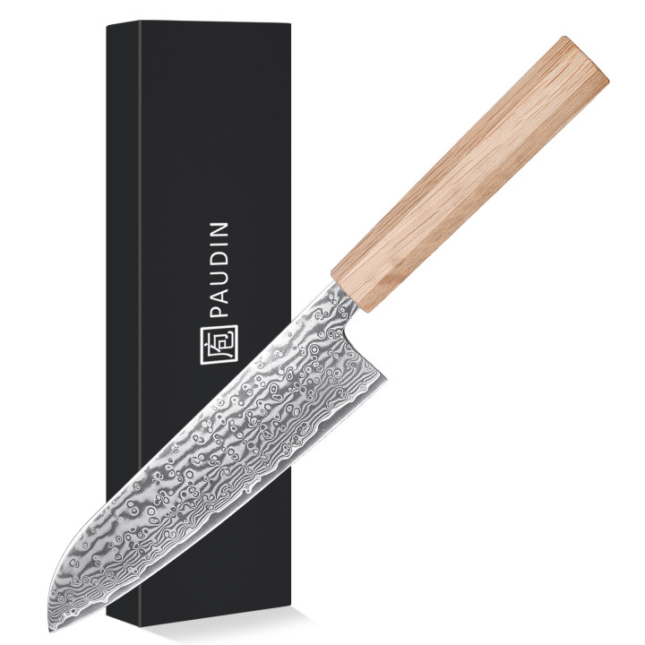 Shizuku knives Santoku knife 7 inch Knife 67 layers of Damascus Steel Light Pakkawood Handle Knife Set Kitchen knives