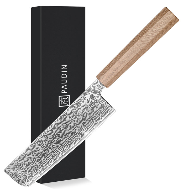 Shizuku knives Nakiri knife 7 inch Knife 67 layers of Damascus Steel Light Pakkawood Handle Knife Set Kitchen knives