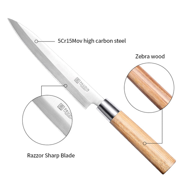 Master collection 8'' Sashimi Knife With Zebrawood handle - Paudin2B