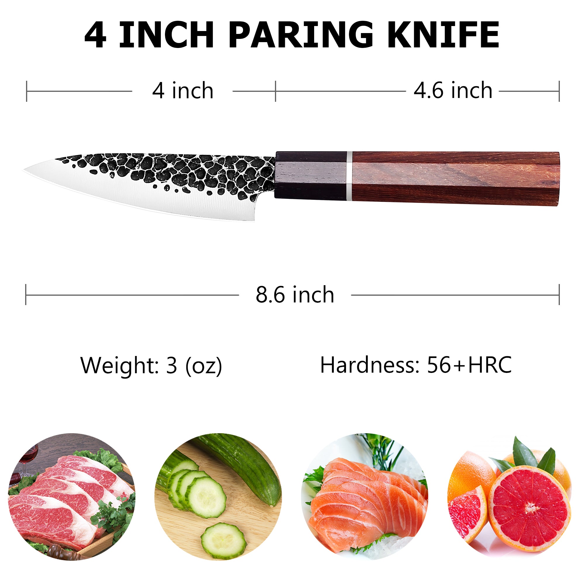 Tokyo Vintage 4 Inch Paring Knife With Cuibourtia Wood Handle