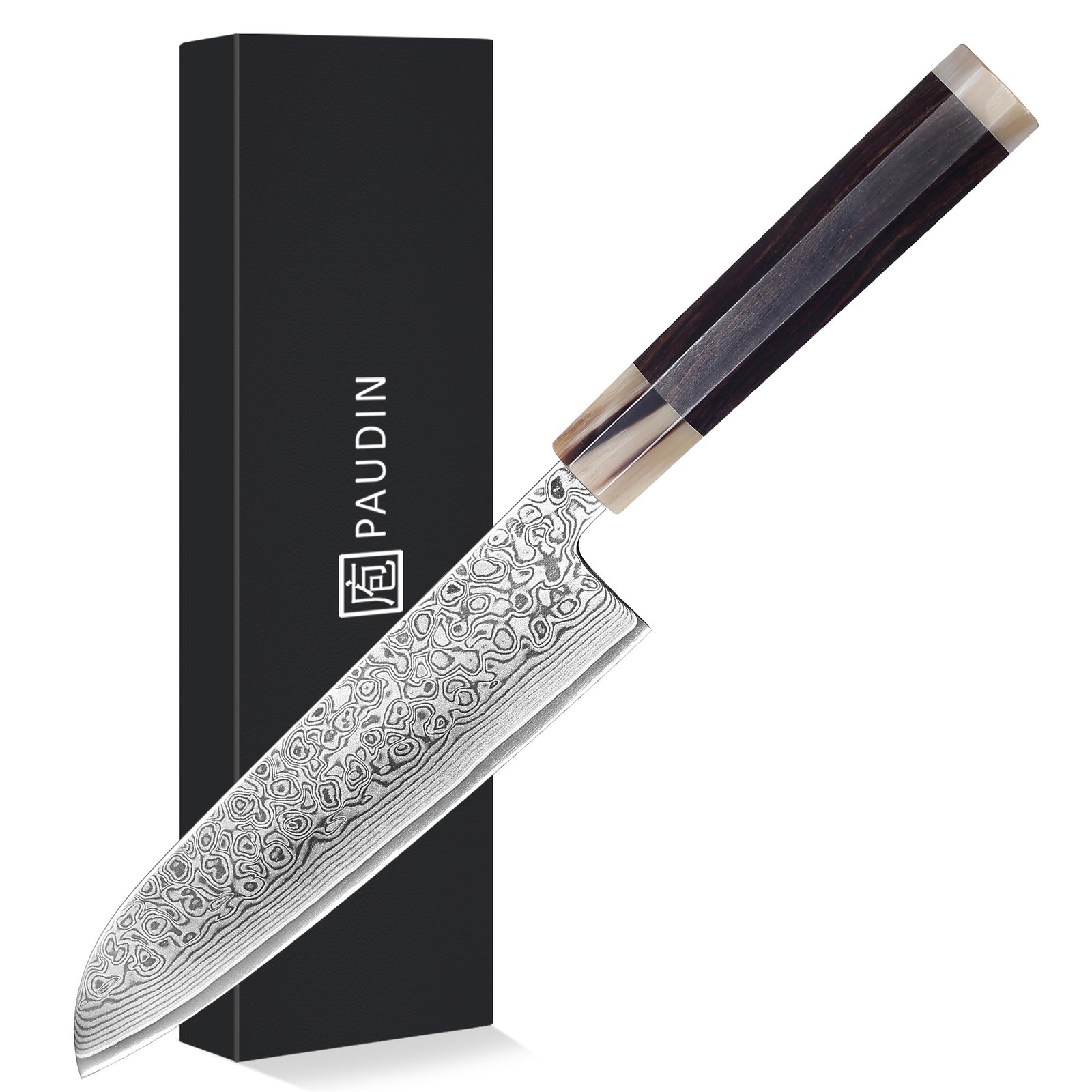 Murasaki Santoku knife 7 inch Knife 67 layers of Damascus steel  With Ebony wood Handle knives