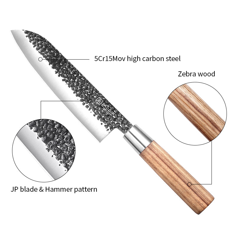 Master Vintage collection 7'' Santoku Knife With Zebrawood handle