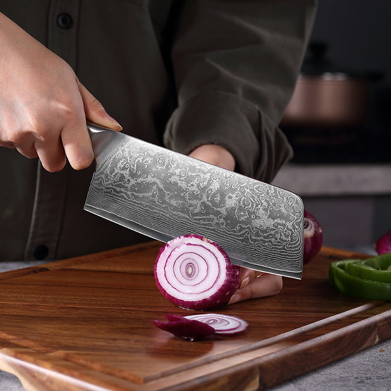 Sorrento Style 7 Inch Cleaver Knife with Olive Handle