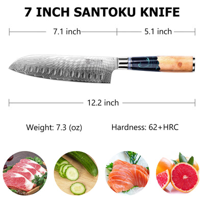Atlantis 7 Inch Santoku Knife With Resin Handle