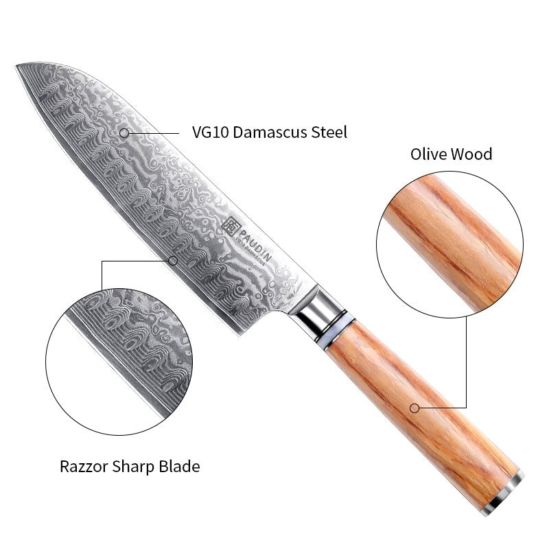 Sorrento Classis 7 Inch  Santoku Knife Damascus steel with Olive Handle