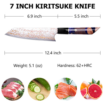 Tokyo Inspiration 7” Damascus Steel Gyuto Knife Meat Knife