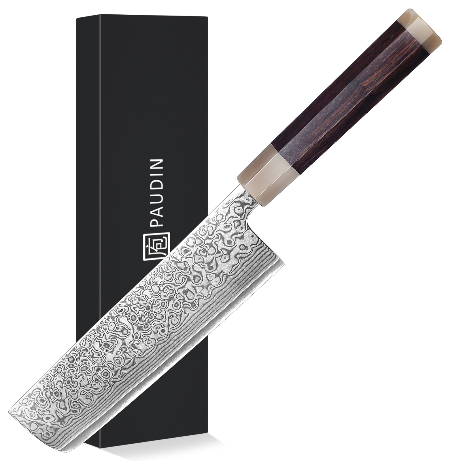 Murasaki Nakiri knife 7 inch Knife 67 layers of Damascus steel  With Ebony wood Handle knives