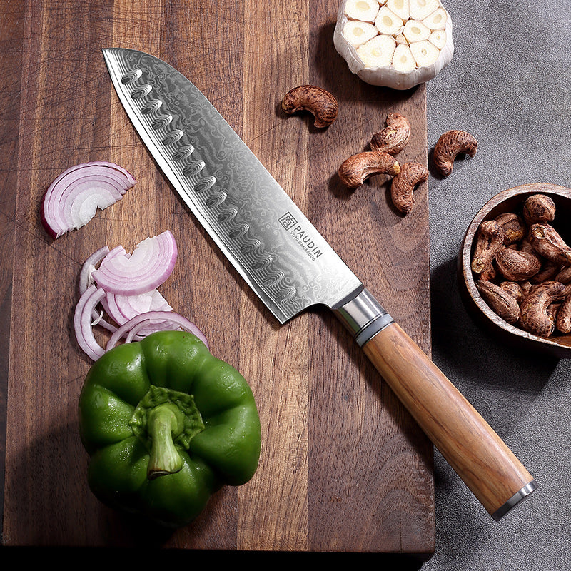 Sorrento Classis 7 Inch  Santoku Knife Damascus steel with Olive Handle