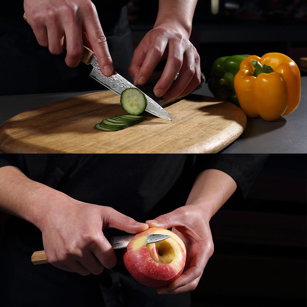 Shizuku knives Paring knife 3.5 inch Knife 67 layers of Damascus Steel Light Pakkawood Handle Knife Set Kitchen knives