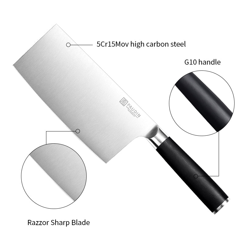 Qian Pro 7 Inch Cleaver Knife With G10 Handle