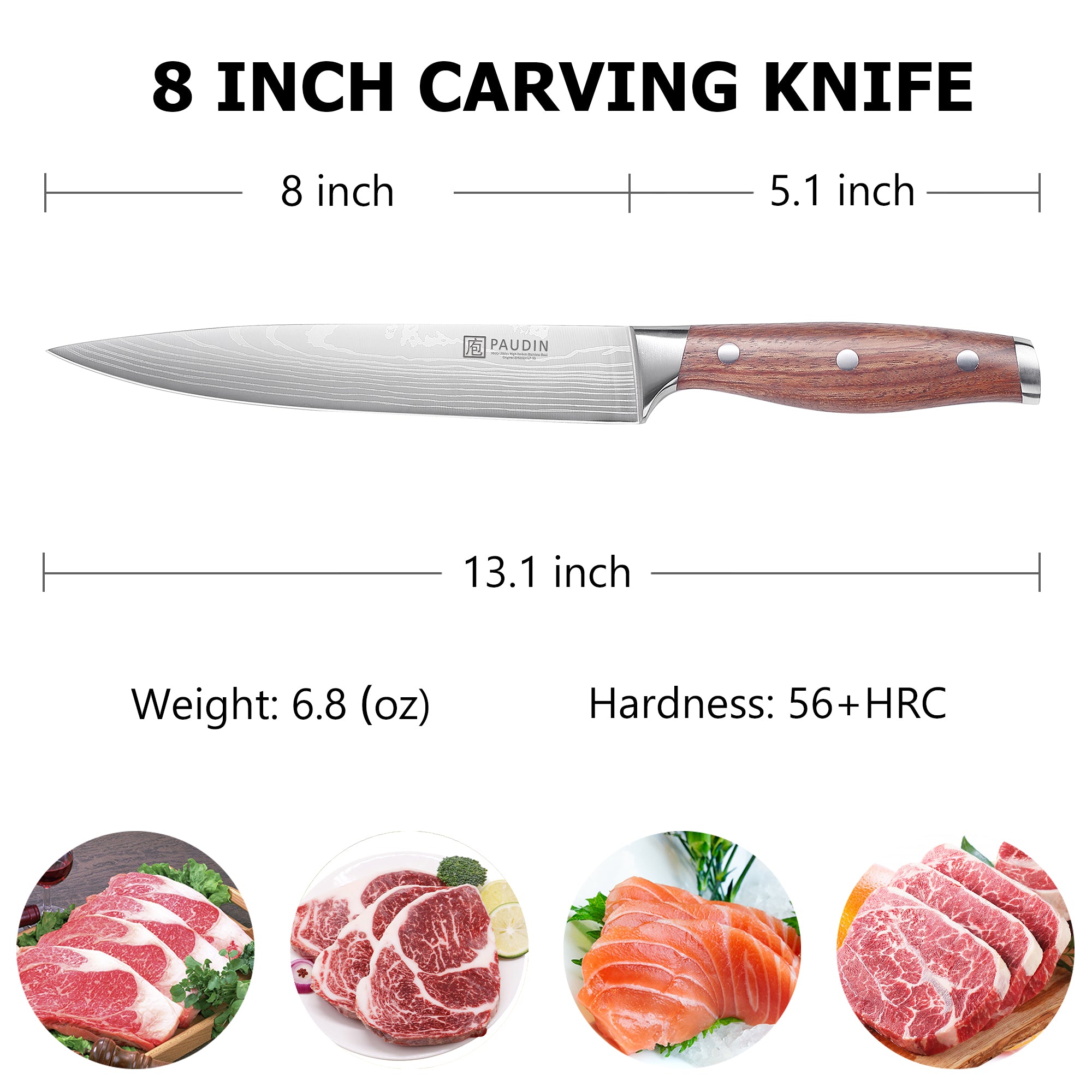 Berlin Carving Knife 8'' With Rose Wood Handle