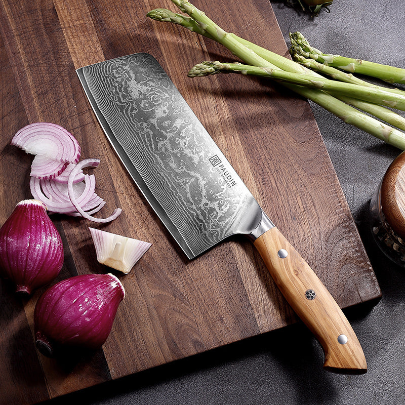 Sorrento Style 7 Inch Cleaver Knife with Olive Handle