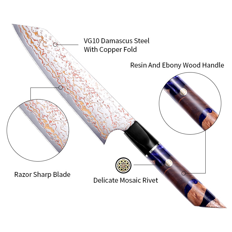 Tokyo Inspiration 7” Damascus Steel Gyuto Knife Meat Knife