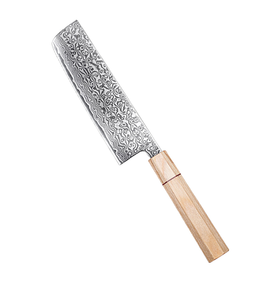 Sakura knives Nakiri knife 7 inch Knife 67 layers of Damascus Steel Pakkawood Handle With Red G10 Ring Handle Kitchen knives