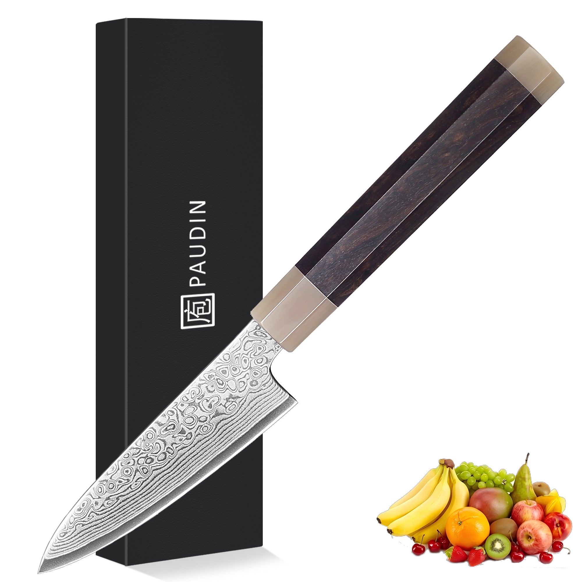 Murasaki Paring knife 3.5 inch Knife 67 layers of Damascus steel  With Ebony wood Handle knives