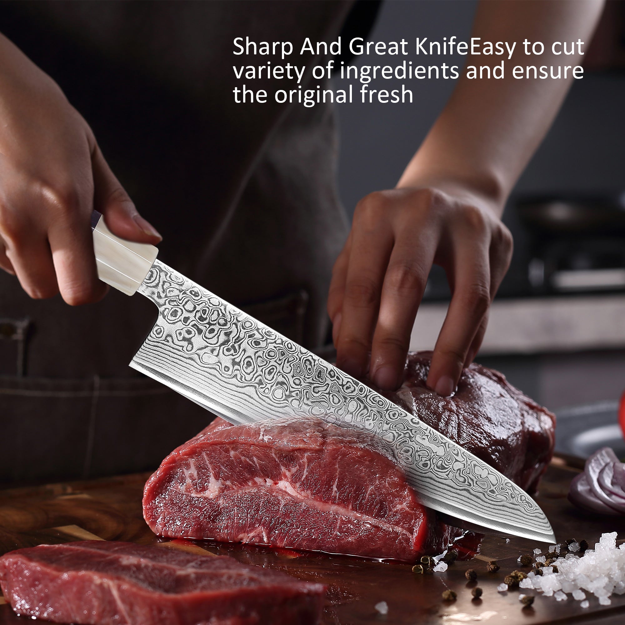 Murasaki Chef knife 8 inch Knife 67 layers of Damascus steel  With Ebony wood Handle knives