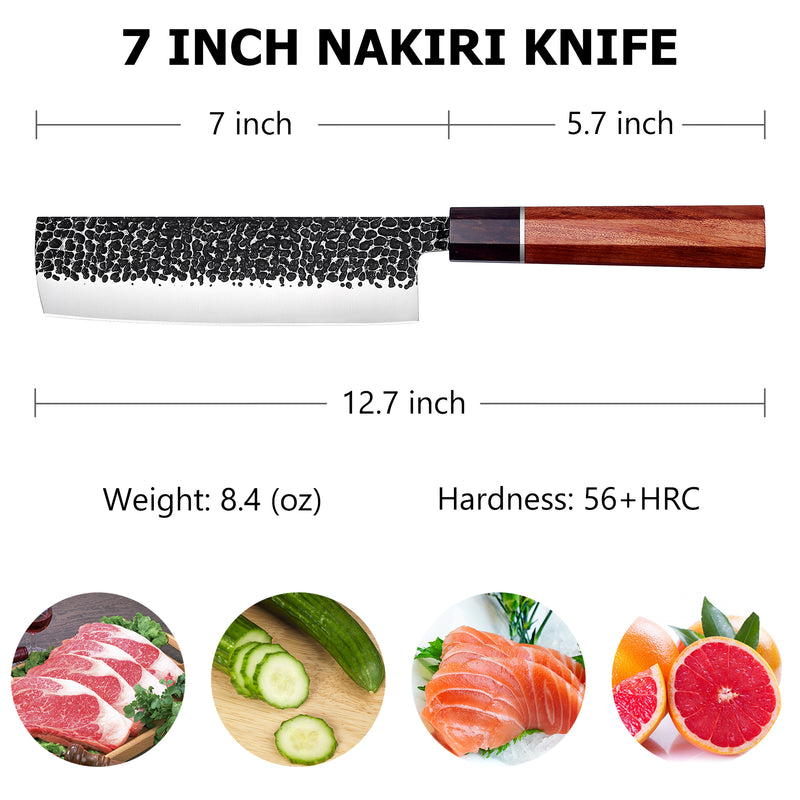 Tokyo Vintage 7 Inch Nakiri Knife With Cuibourtia Wood Handle