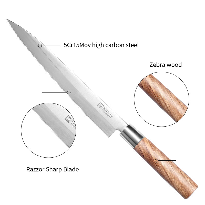 Master collection 10'' Sashimi Knife With Zebrawood handle