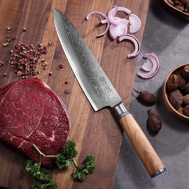 Sorrento Classis 8 Inch Chef Knife Damascus steel with Olive Handle