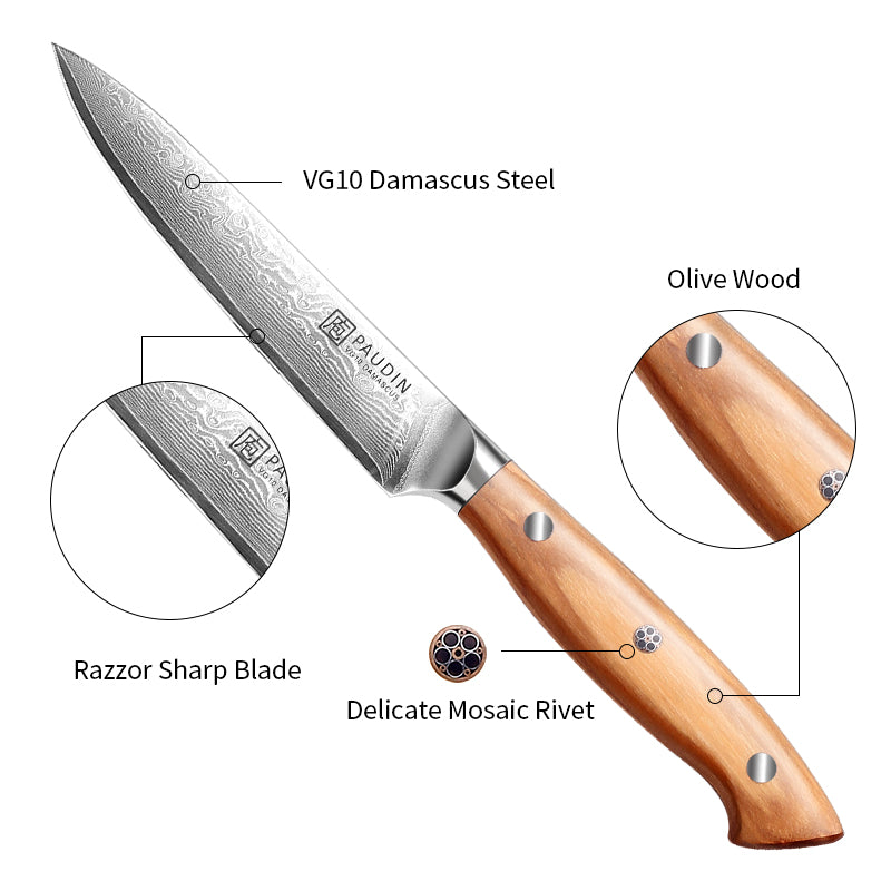 Sorrento Style 5 Inch Utility Knife with Olive Handle