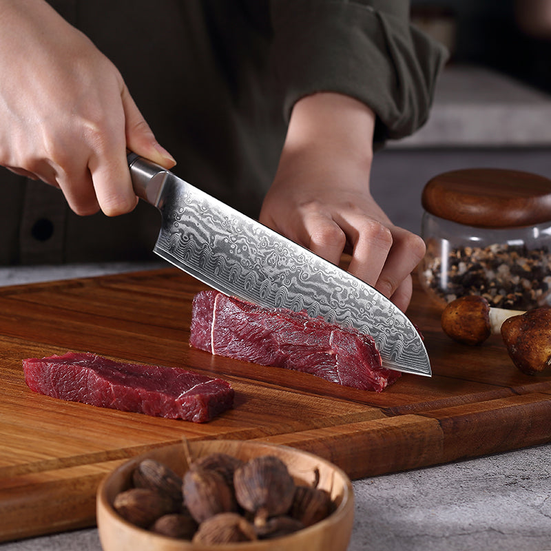 Sorrento Classis 7 Inch  Santoku Knife Damascus steel with Olive Handle