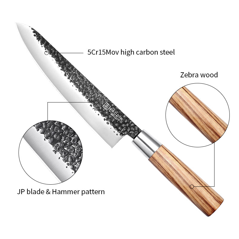 Master Vintage collection 8'' Chef Knife With Zebrawood handle