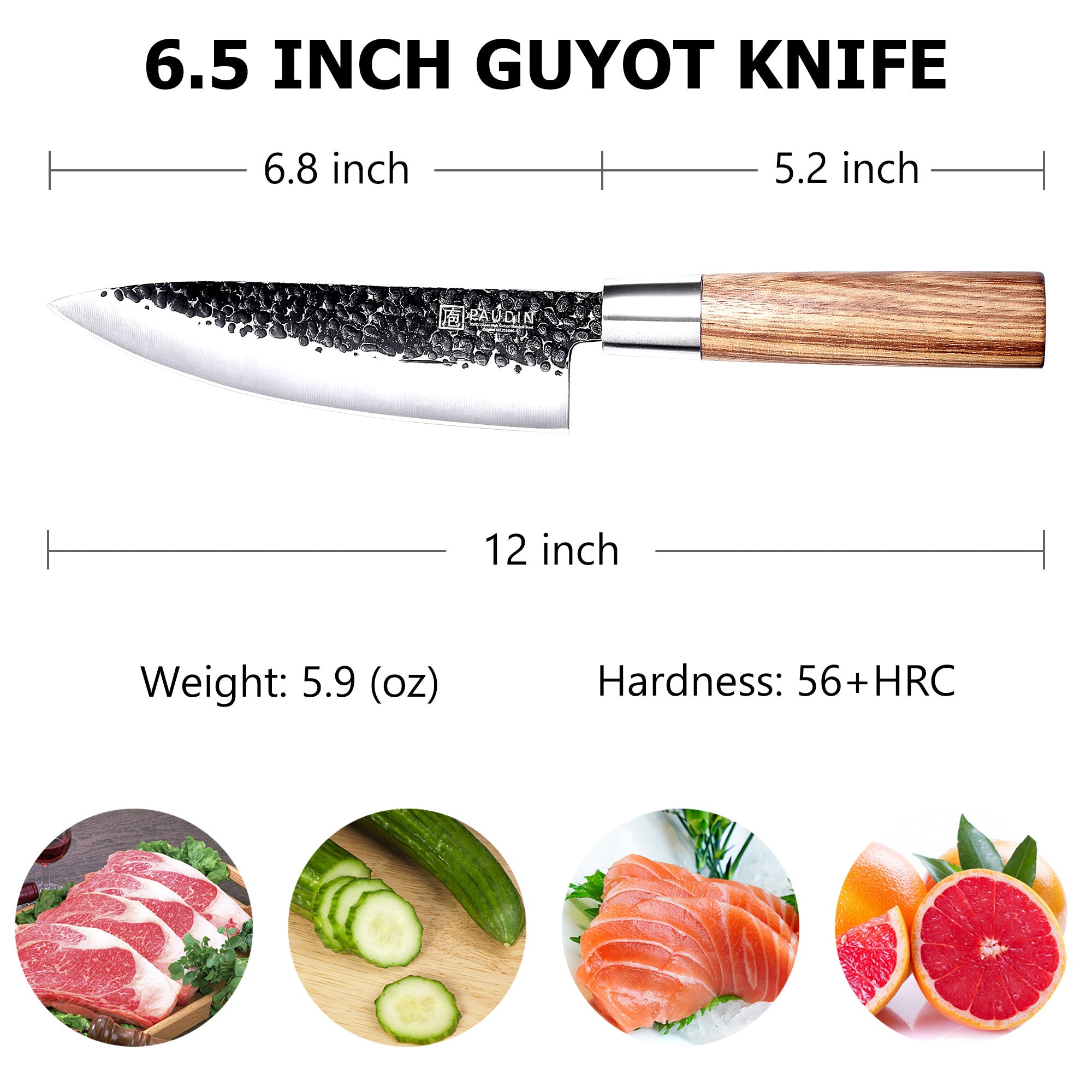 Master Vintage collection 6.5'' GUYOT Knife With Zebrawood handle