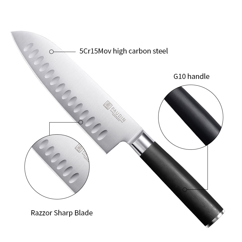 Qian Pro 7 Inch Santoku Knife With G10 Handle